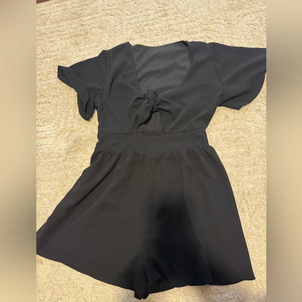 Black Short Sleeve Romper